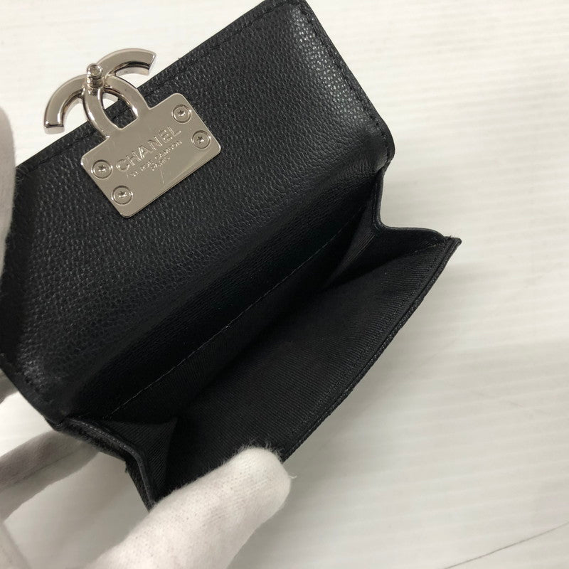【中古品】【レディース】 CHANEL シャネル AP1175 ダブルココクリップ 三つ折り財布 グレインドカーフスキン マトラッセ ウォレット 財布 181-231130-ma-15-tei カラー：ブラック 万代Net店