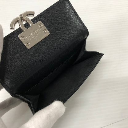【中古品】【レディース】 CHANEL シャネル AP1175 ダブルココクリップ 三つ折り財布 グレインドカーフスキン マトラッセ ウォレット 財布 181-231130-ma-15-tei カラー：ブラック 万代Net店