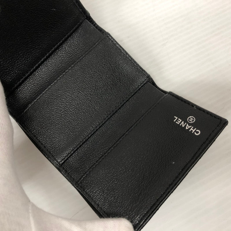 【中古品】【レディース】 CHANEL シャネル AP1175 ダブルココクリップ 三つ折り財布 グレインドカーフスキン マトラッセ ウォレット 財布 181-231130-ma-15-tei カラー：ブラック 万代Net店