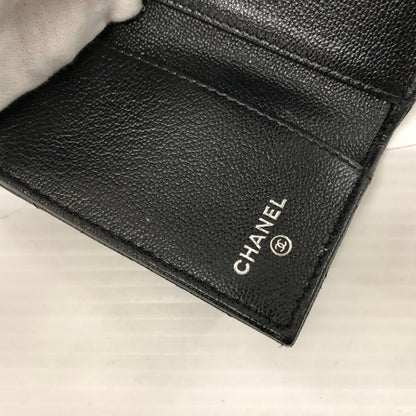 【中古品】【レディース】 CHANEL シャネル AP1175 ダブルココクリップ 三つ折り財布 グレインドカーフスキン マトラッセ ウォレット 財布 181-231130-ma-15-tei カラー：ブラック 万代Net店