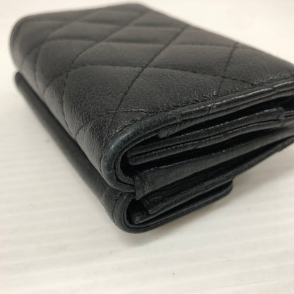 【中古品】【レディース】 CHANEL シャネル AP1175 ダブルココクリップ 三つ折り財布 グレインドカーフスキン マトラッセ ウォレット 財布 181-231130-ma-15-tei カラー：ブラック 万代Net店