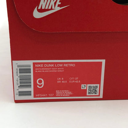 【中古美品】【メンズ】 NIKE ナイキ DUNK LOW RETRO HF5441-107 ダンク ロー レトロ スニーカー シューズ 靴 160-251220-hn-05-fur サイズ：27.0cm US 9 カラー：ネイビー/ホワイト系 万代Net店
