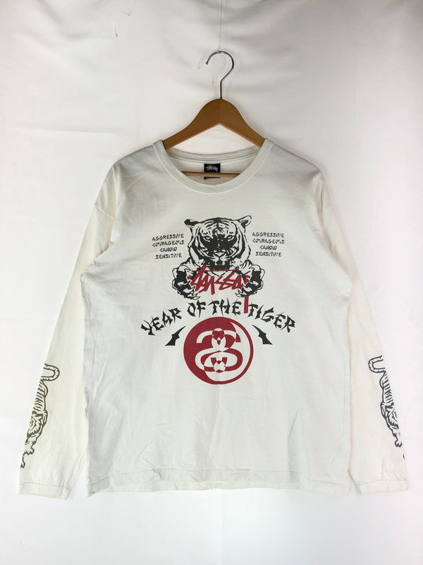 【中古品】【メンズ】 STUSSY ステューシー YEAR OF THE TIGER イヤー オブ タイガー L/S TEE 長袖Tシャツ カットソー メキシコ製 142-240810-na-2-tag サイズ：M カラー：ホワイト 万代Net店