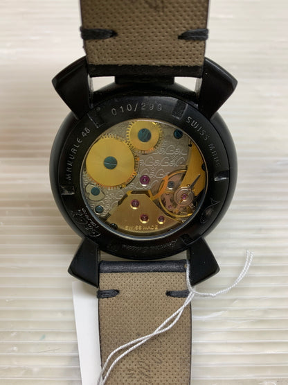 【中古品】【メンズ】 GAGA MILANO ガガ・ミラノ MANUALE 48MM 5012.LE.IT.LEAGUE.02 限定299本 マヌアーレ 48mm 手巻き 腕時計 197-251231-kk-21-min カラー：ブラック 万代Net店