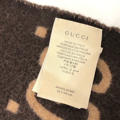 【中古品】【レディース】 GUCCI グッチ GGジャガード ウールシルクスカーフ ストール マフラー 183-240331-tk-1-tei カラー：ブラウン 万代Net店