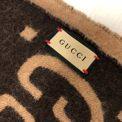 【中古品】【レディース】 GUCCI グッチ GGジャガード ウールシルクスカーフ ストール マフラー 183-240331-tk-1-tei カラー：ブラウン 万代Net店