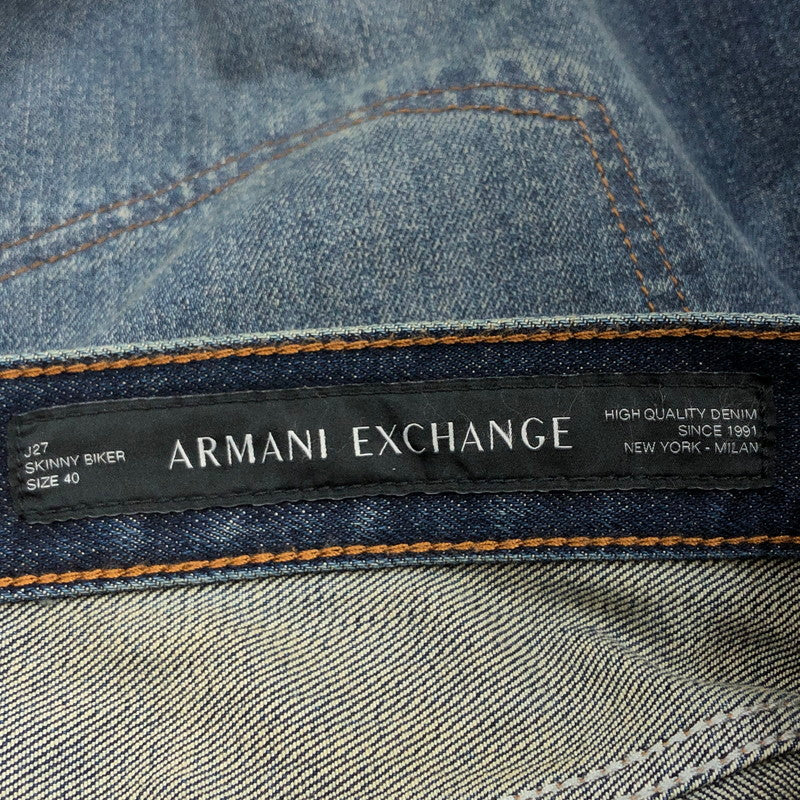 【中古品】【メンズ】 ARMANI EXCHANGE アルマーニエクスチェンジ バイカージーンズ デニムパンツ ボトムス 152-251221-hn-04-fur サイズ：40 カラー：インディゴ系 万代Net店