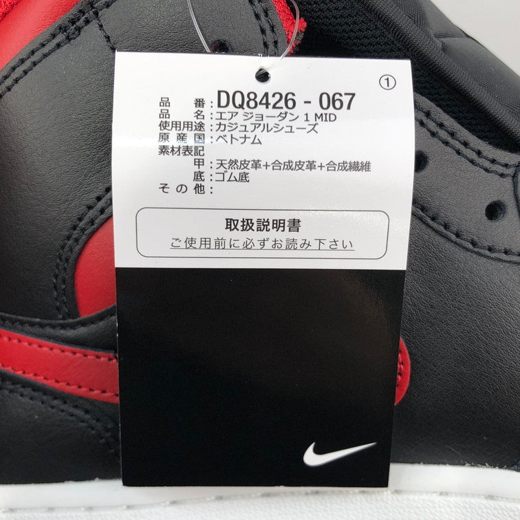 【未使用品】【メンズ】 NIKE ナイキ DQ8426-067 AIR JORDAN 1 MID BLACK VARSITY RED-SUMMIT WHITE 160-251126-SY-02-iwa サイズ：30.0 万代Net店