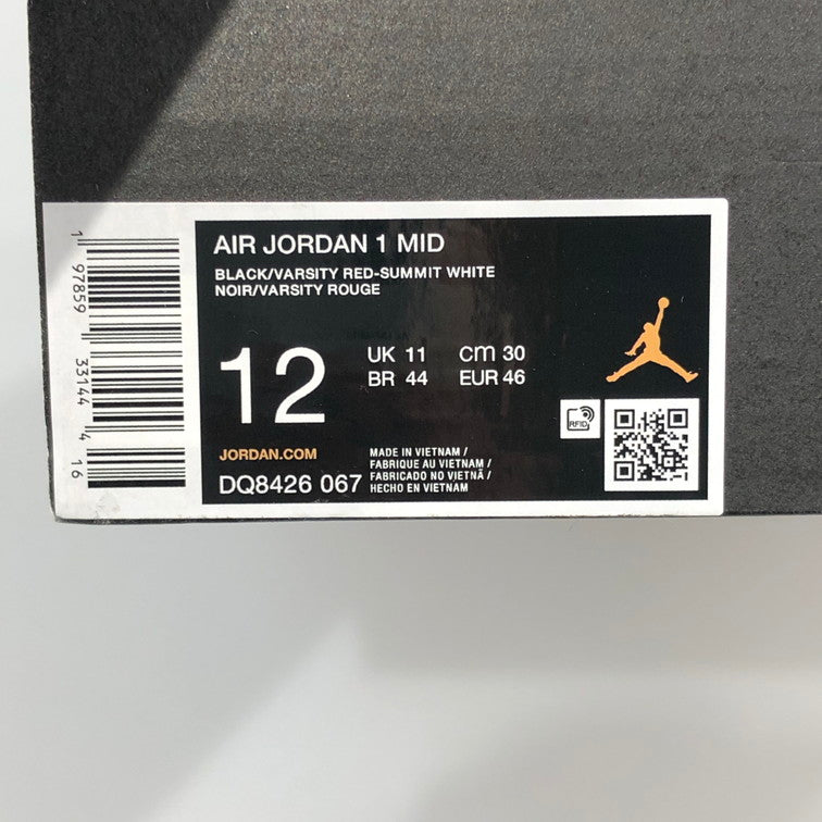 【未使用品】【メンズ】 NIKE ナイキ DQ8426-067 AIR JORDAN 1 MID BLACK VARSITY RED-SUMMIT WHITE 160-251126-SY-02-iwa サイズ：30.0 万代Net店