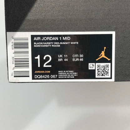 【未使用品】【メンズ】 NIKE ナイキ DQ8426-067 AIR JORDAN 1 MID BLACK VARSITY RED-SUMMIT WHITE 160-251126-SY-02-iwa サイズ：30.0 万代Net店