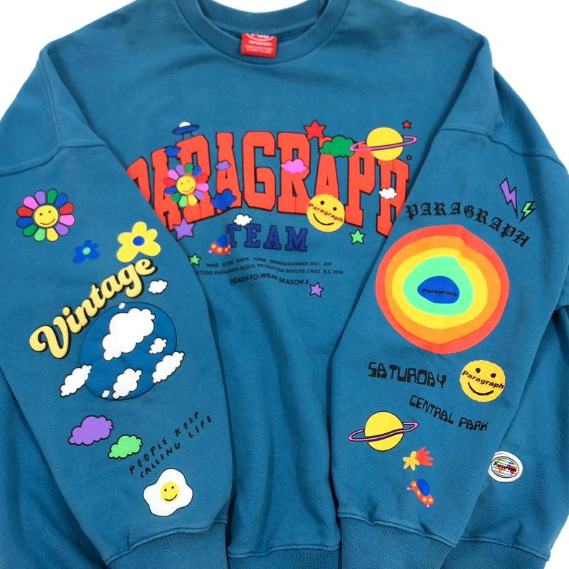 【中古品】【メンズ/レディース】 PARAGRAPH パラグラフ SMILE HAPPY SWEAT スマイルハッピースウェット トレーナー トップス 142-260819-hn-08-fur サイズ：1 カラー：ブルー系 万代Net店