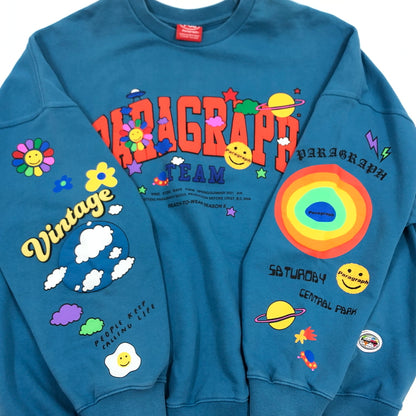【中古品】【メンズ/レディース】 PARAGRAPH パラグラフ SMILE HAPPY SWEAT スマイルハッピースウェット トレーナー トップス 142-260819-hn-08-fur サイズ：1 カラー：ブルー系 万代Net店