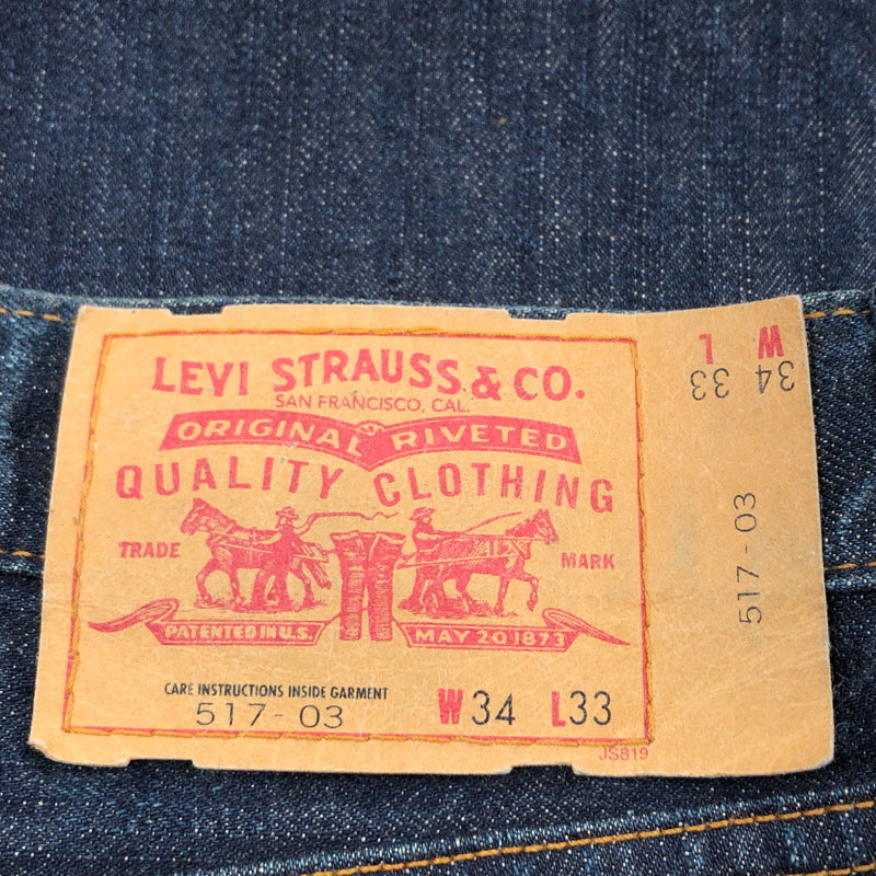 【中古品】【メンズ】 LEVI'S リーバイス 00Ｓ BOOTS CUT DENIM PANTS 517-03 刻印J38 03年製 日本製 ブーツカット デニムパンツ ボトムス 157-260604-hn-03-fur サイズ：W34 L33 カラー：インディゴ 万代Net店