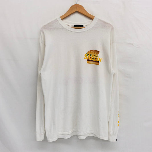 【中古品】【メンズ】 A ELEGANTES SAPEUR サプール BURGER バーガー 長袖TEE Tシャツ 長袖 トップス 142-250628-hn-03-fur サイズ：L カラー：ホワイト系 万代Net店