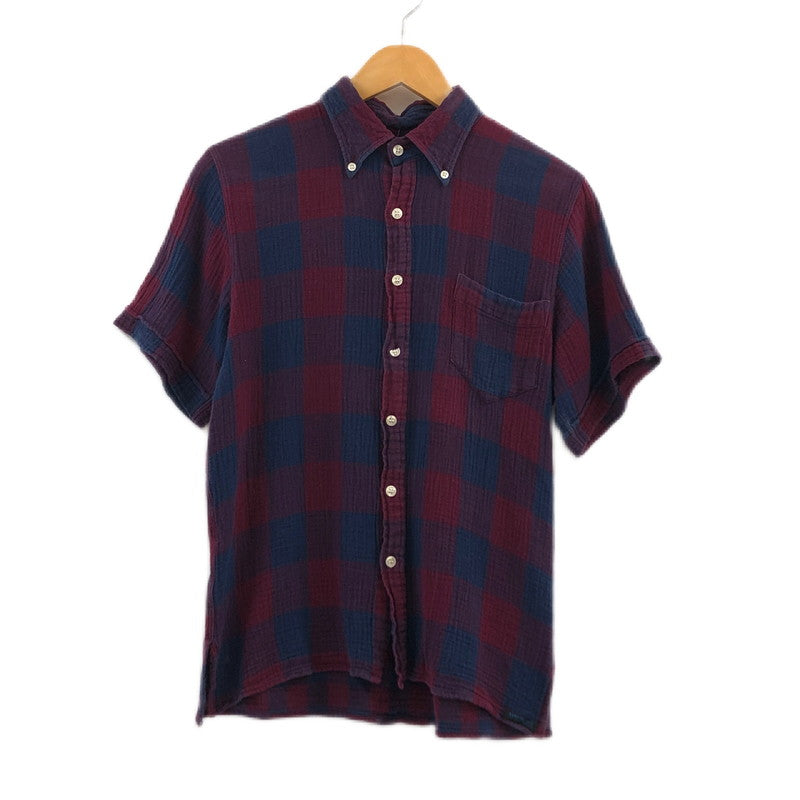 【ジャンク品】【メンズ】 GOWEST ゴーウエスト チェックシャツ カジュアルシャツ 半袖 トップス 145-251102-hn-09-fur サイズ：1 カラー：レッド/ネイビー系 万代Net店