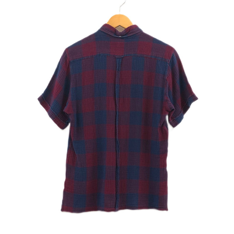 【ジャンク品】【メンズ】 GOWEST ゴーウエスト チェックシャツ カジュアルシャツ 半袖 トップス 145-251102-hn-09-fur サイズ：1 カラー：レッド/ネイビー系 万代Net店
