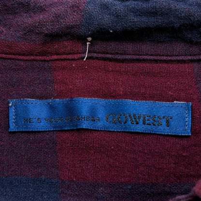 【ジャンク品】【メンズ】 GOWEST ゴーウエスト チェックシャツ カジュアルシャツ 半袖 トップス 145-251102-hn-09-fur サイズ：1 カラー：レッド/ネイビー系 万代Net店