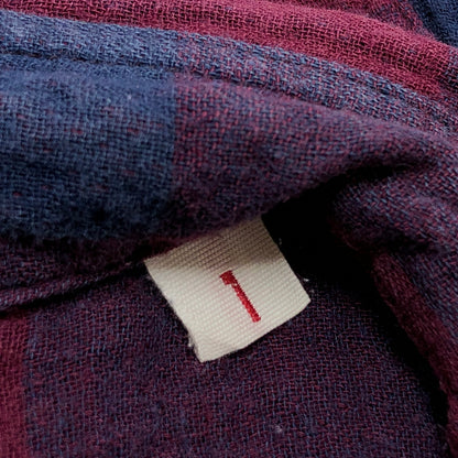 【ジャンク品】【メンズ】 GOWEST ゴーウエスト チェックシャツ カジュアルシャツ 半袖 トップス 145-251102-hn-09-fur サイズ：1 カラー：レッド/ネイビー系 万代Net店