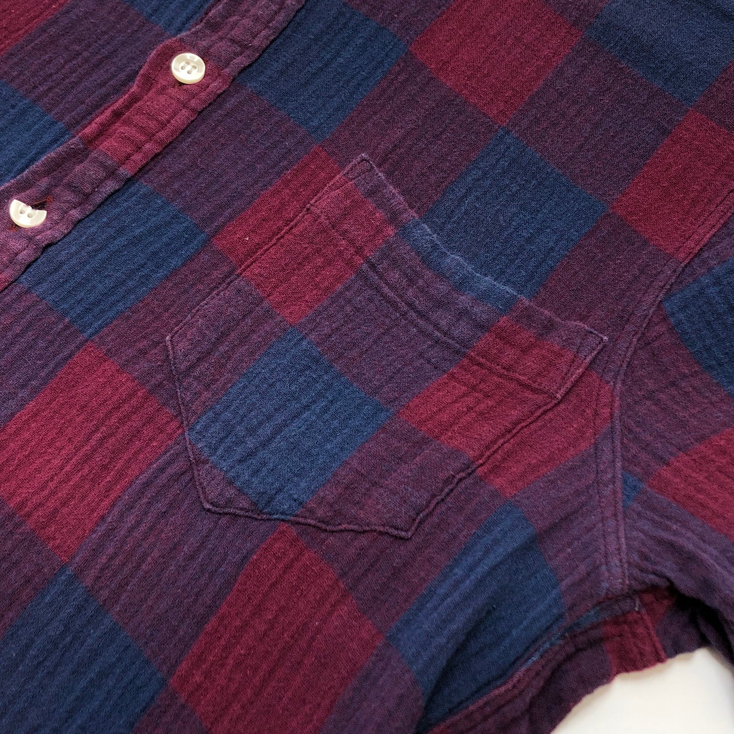 【ジャンク品】【メンズ】 GOWEST ゴーウエスト チェックシャツ カジュアルシャツ 半袖 トップス 145-251102-hn-09-fur サイズ：1 カラー：レッド/ネイビー系 万代Net店