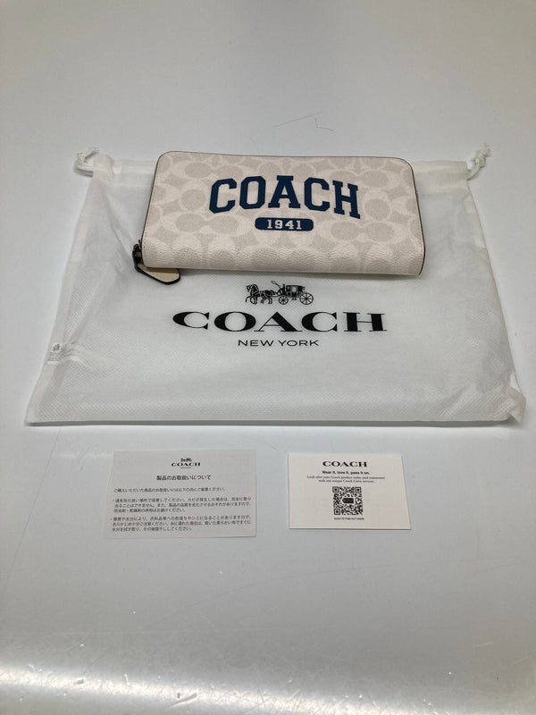 【中古美品】【メンズ/レディース】 COACH コーチ CBS95 長財布 シグネチャー コーチグラフィック ラウンドジップ ロングウォレット 長財布 (ICH) 200-260927-AS-2-hon カラー：ホワイト/ネイビー 万代Net店