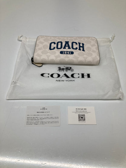 【中古美品】【メンズ/レディース】 COACH コーチ CBS95 長財布 シグネチャー コーチグラフィック ラウンドジップ ロングウォレット 長財布 (ICH) 200-260927-AS-2-hon カラー：ホワイト/ネイビー 万代Net店