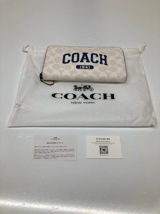 【中古美品】【メンズ/レディース】 COACH コーチ CBS95 長財布 シグネチャー コーチグラフィック ラウンドジップ ロングウォレット 長財布 (ICH) 200-260927-AS-2-hon カラー：ホワイト/ネイビー 万代Net店