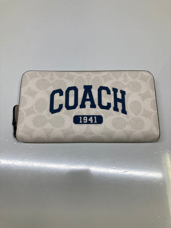 【中古美品】【メンズ/レディース】 COACH コーチ CBS95 長財布 シグネチャー コーチグラフィック ラウンドジップ ロングウォレット 長財布 (ICH) 200-260927-AS-2-hon カラー：ホワイト/ネイビー 万代Net店
