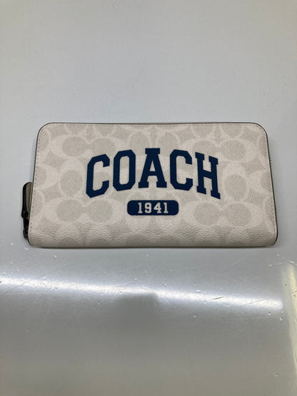 【中古美品】【メンズ/レディース】 COACH コーチ CBS95 長財布 シグネチャー コーチグラフィック ラウンドジップ ロングウォレット 長財布 (ICH) 200-260927-AS-2-hon カラー：ホワイト/ネイビー 万代Net店