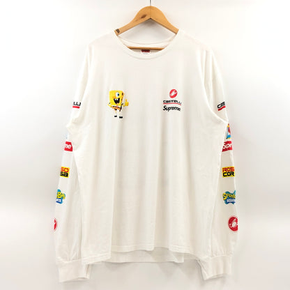 【中古品】【メンズ】 SUPREME シュプリーム × SPONGEBOB スポンジボブ 25SS CASTELLI RACING L/S TEE 長袖Tシャツ トップス 149-260607-hn-05-fur サイズ：XL カラー：ホワイト 万代Net店