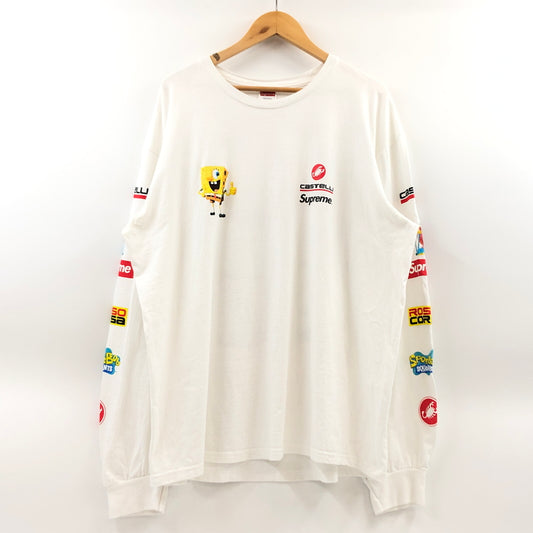 【中古品】【メンズ】 SUPREME シュプリーム × SPONGEBOB スポンジボブ 25SS CASTELLI RACING L/S TEE 長袖Tシャツ トップス 149-260607-hn-05-fur サイズ：XL カラー：ホワイト 万代Net店