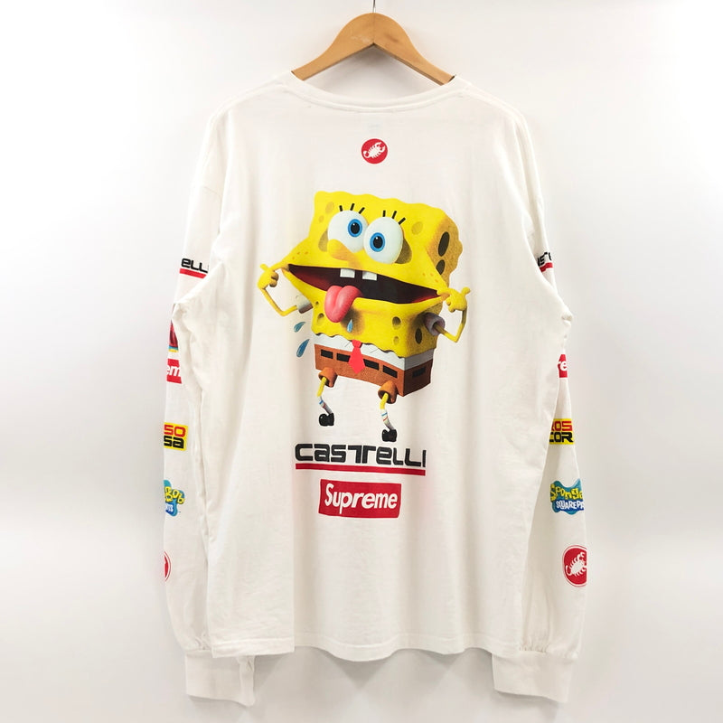 【中古品】【メンズ】 SUPREME シュプリーム × SPONGEBOB スポンジボブ 25SS CASTELLI RACING L/S TEE 長袖Tシャツ トップス 149-260607-hn-05-fur サイズ：XL カラー：ホワイト 万代Net店