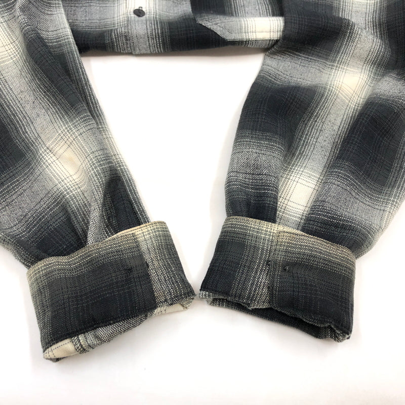 【現状渡し品】【メンズ】 CALTOP キャルトップ OMBRE CHECK L/S SHIRT ＃2000 オンブレチェックシャツ 長袖シャツ カジュアルシャツ トップス 142-260613-hn-02-fur サイズ：XL カラー：ブラック/ホワイト 万代Net店