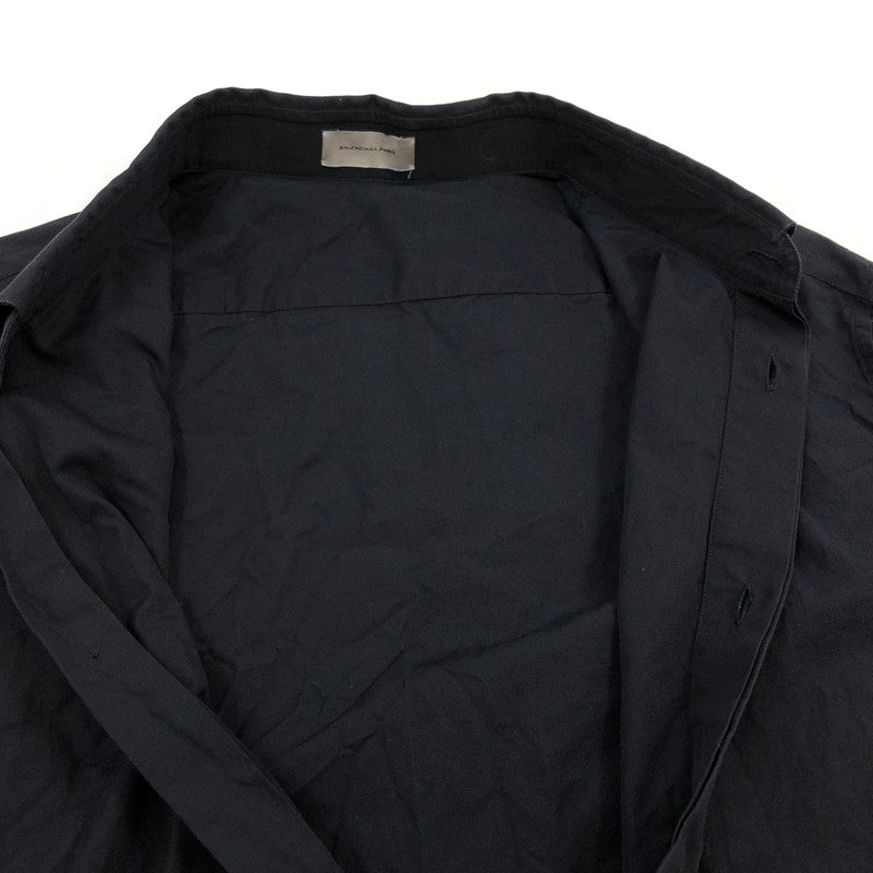 【中古品】【メンズ】 BALENCIAGA バレンシアガ コットンシャツ カジュアルシャツ 長袖 トップス 141-251225-hn-01-fur サイズ：42 カラー：ブラック 万代Net店