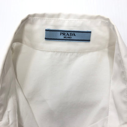 【中古品】【メンズ】 PRADA プラダ P415F S212 COTTON POPLIN SHIRT WITH RE NYLON コットン ナイロン 長袖シャツ 141-240613-mw-7-tei サイズ：36 カラー：ホワイト 万代Net店