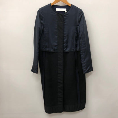 【中古品】【メンズ】 CHS18AMA06002 ノーカラー ナイロン ウール ロングコート アウター 169-231204-at-11-tei サイズ：34 カラー：ネイビー 万代Net店