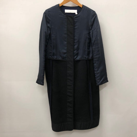 【中古品】【メンズ】 CHS18AMA06002 ノーカラー ナイロン ウール ロングコート アウター 169-231204-at-11-tei サイズ：34 カラー：ネイビー 万代Net店