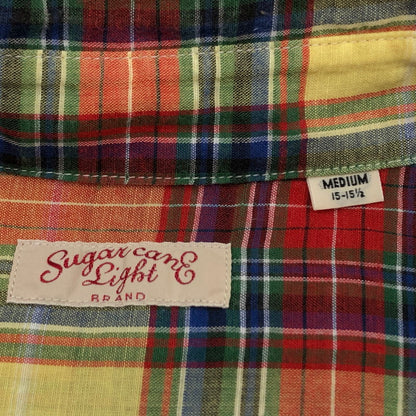 【中古品】【メンズ】 SUGAR CANE シュガーケーン マドラスチェックボタンダウンシャツ 七分袖 カジュアルシャツ トップス 145-260311-hn-04-fur サイズ：M カラー：マルチカラー 万代Net店