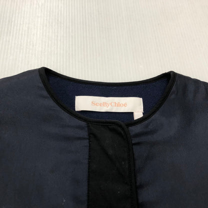 【中古品】【メンズ】 CHS18AMA06002 ノーカラー ナイロン ウール ロングコート アウター 169-231204-at-11-tei サイズ：34 カラー：ネイビー 万代Net店