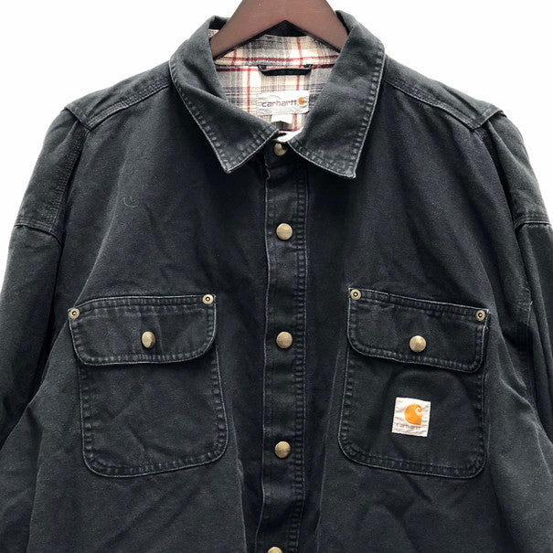 【メンズ】 Carhartt カーハート CARHARTT WEATHERED CANVAS SHIRTS JACKET 145-250206-wy-6-tomh サイズ：2XL カラー：ブラック 万代Net店