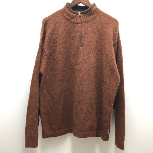 【中古品】【メンズ】 WOOLRICH ウールリッチ ハーフジップセーター ニット 古着 (fuz) 144-250206-wy‐4-tom サイズ：L カラー：ブラウン 万代Net店
