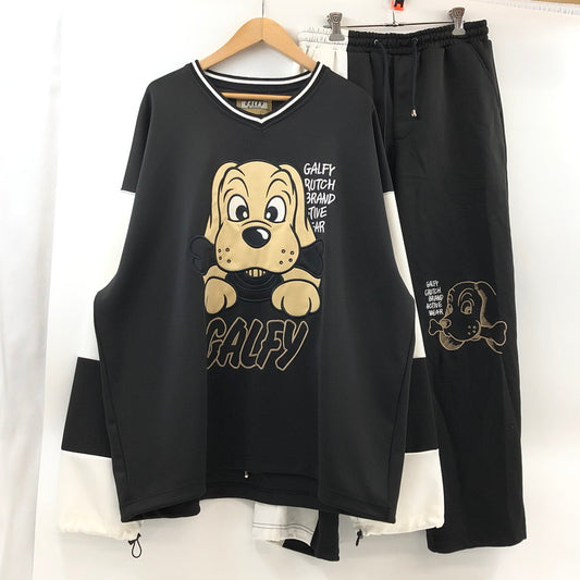 【現状渡し品】【メンズ/レディース】 GALFY ガルフィー 144034 当時の兄ちゃん SETUP ジャージ セットアップ 142-260312-hn-06-fur サイズ：中型犬(L) カラー：ブラック/ホワイト 万代Net店
