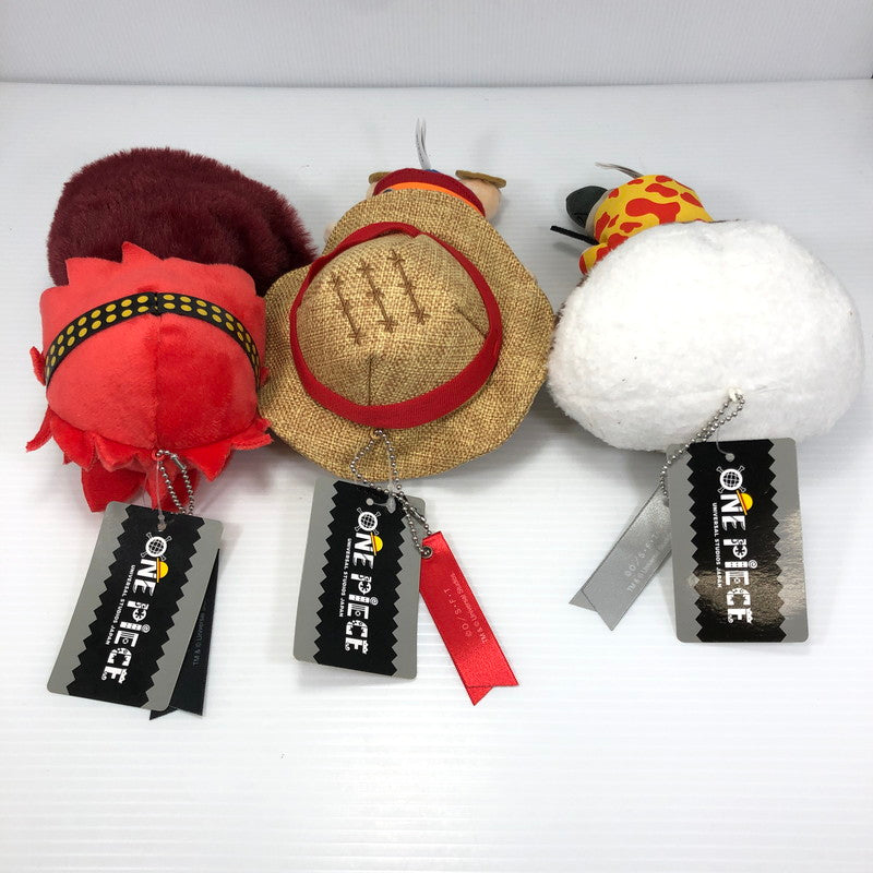 【中古美品】 ワンピース マスコットキーチェーン ルフィ キッド ロー 3体セット USJ限定 タグ付き本体のみ 毛羽立ちあり 047-260710-ti-11-tag 万代Net店