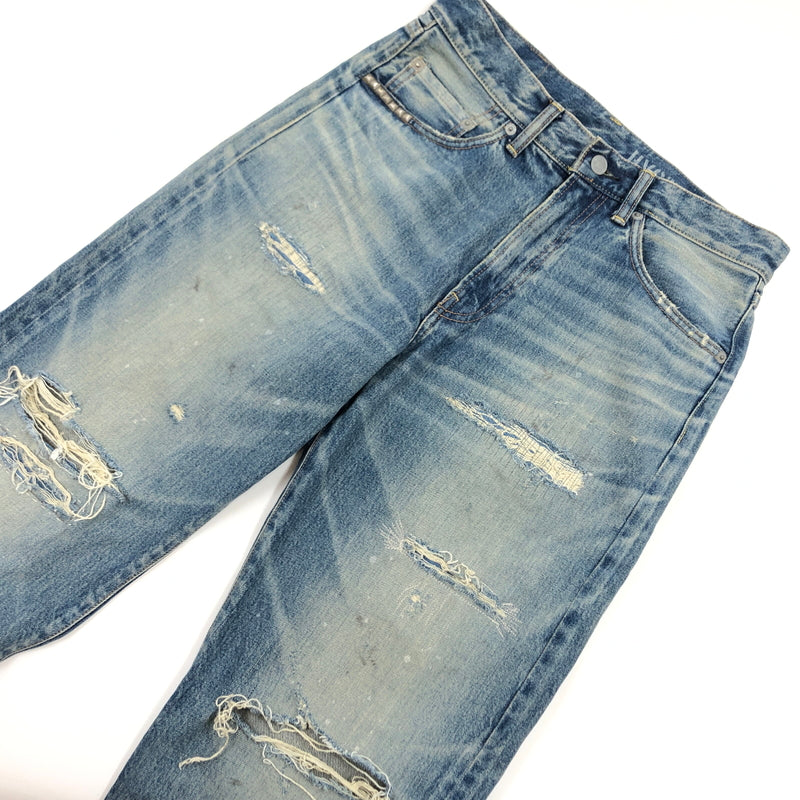 【中古品】【メンズ】 HYSTERIC GLAMOUR ヒステリックグラマー KINKY DAMAGE DENIM PANTS 02221AP05 リペア加工 ダメージ デニムパンツ ボトムス 151-260613-hn-04-fur サイズ：28 カラー：ブルー系 万代Net店