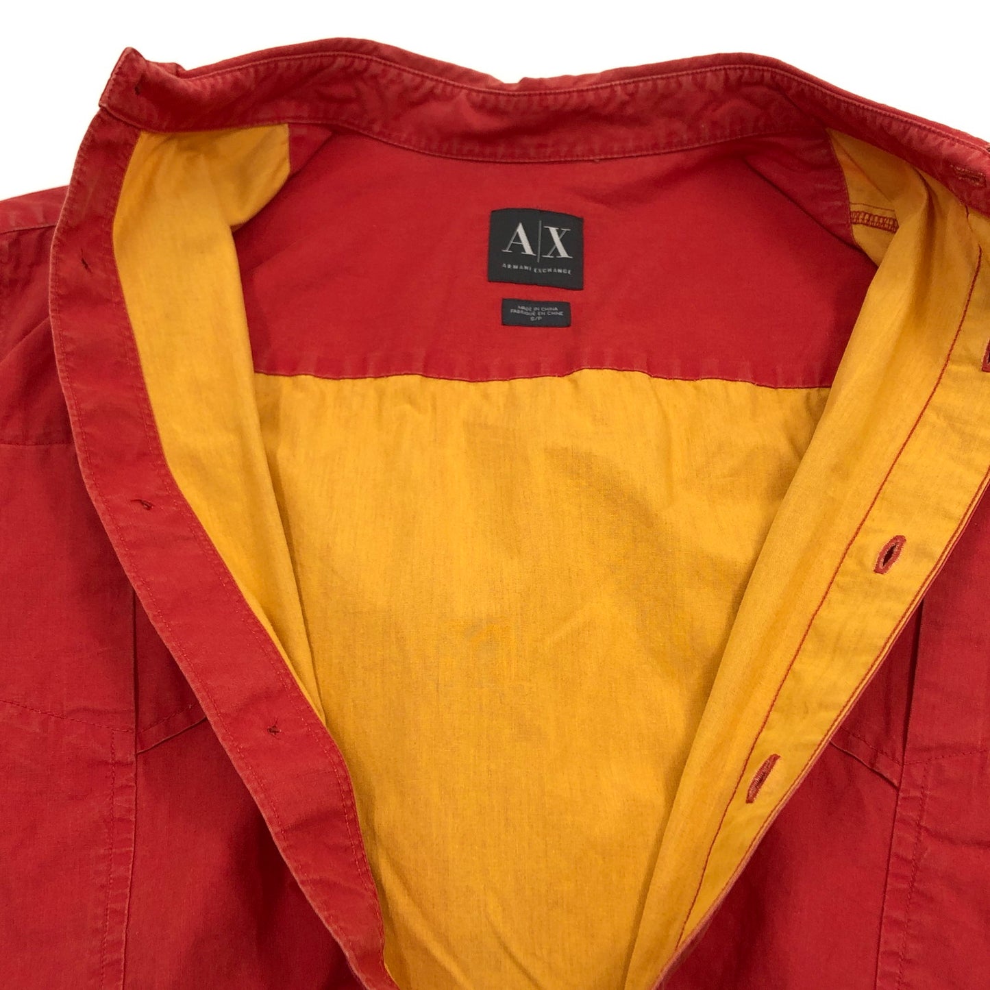 【ジャンク品】【メンズ】 ARMANI EXCHANGE アルマーニエクスチェンジ カジュアルシャツ 半袖 トップス 141-251106-hn-09-fur サイズ：S カラー：レッド系 万代Net店