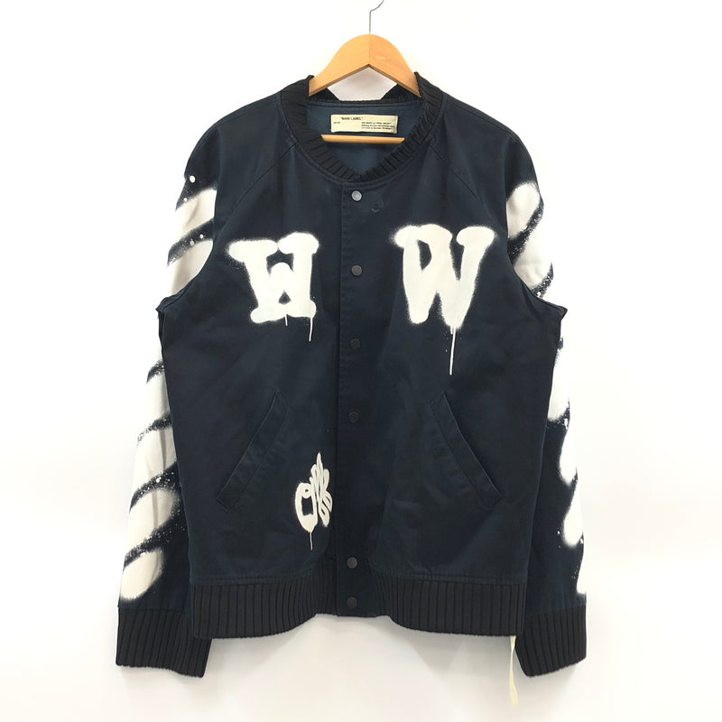 【現状渡し品】【メンズ】 OFF-WHITE オフホワイト 19SS SPRAY PRINT BOMBER JACKET スプレープリント ボンバージャケット アウター 142-260614-hn-02-fur サイズ：L カラー：ブラック/ホワイト 万代Net店