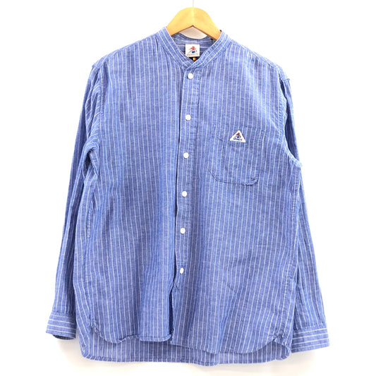 【中古品】【メンズ】 GEVACO ゲバコ NOCOLLAR L/S STRIPE SHIRT ノーカラー 長袖ストライプシャツ カジュアルシャツ トップス 146-260829-hn-05-fur サイズ：40 カラー：ブルー/ホワイト 万代Net店