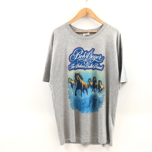 【中古品】【メンズ】 HANES ヘインズ BOB SEGER&THE SILVER BULLET AGAINST THE WIND PRINT S/S TEE 半袖プリントTシャツ トップス 146-260829-hn-06-fur サイズ：XL カラー：グレー 万代Net店