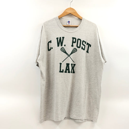 【中古品】【メンズ】 RUSSELL ラッセル 90S "C.W. POST LAX" S/S TEE 袖シングル 半袖Tシャツ トップス 146-260829-hn-07-fur サイズ：XL カラー：グレー 万代Net店