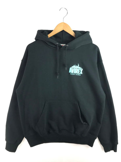 【現状渡し品】AVIREX アヴィレックス NEWYORK CITY SCAPE SWEAT PULLOVER HOODIE 783-4131010 ニューヨークシティスケープ スウェットプルオーバーフーディー パーカー トップス 145-250713-rt-10-tag サイズ：M カラー：ブラック 万代Net店