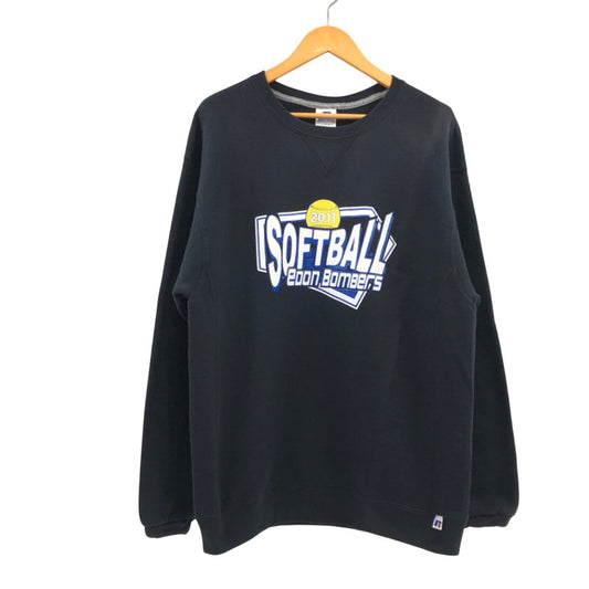 【現状渡し品】【メンズ】 RUSSELL ATHLETIC ラッセルアスレティック 00S 2011 SOFTBALL CREW NECK SWEAT 2011ソフトボール クルーネックスウェット トレーナー トップス 146-260101-hn-08-fur サイズ：L カラー：ブラック 万代Net店